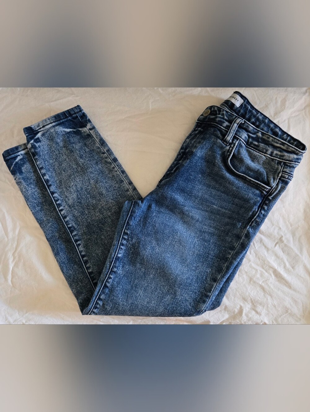 Flying Monkey Blue Acid Washed Jeans Cropped Sz 30 Euc